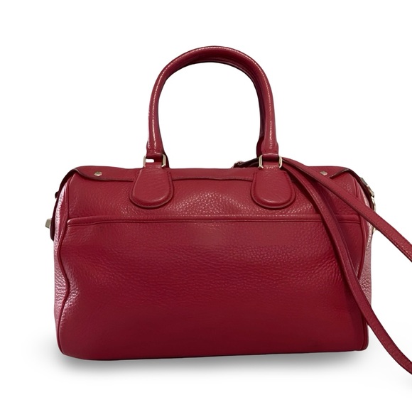 Coach Cherry Red Pebble Leather Bennett Satchel w/ Crossbody Strap - Picture 5 of 12